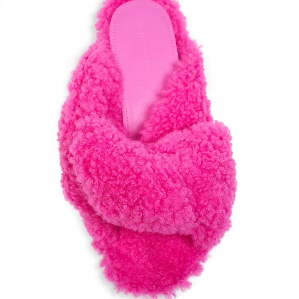 Balenciaga Drapy Faux Shearling Sandals - Picture 3 of 12